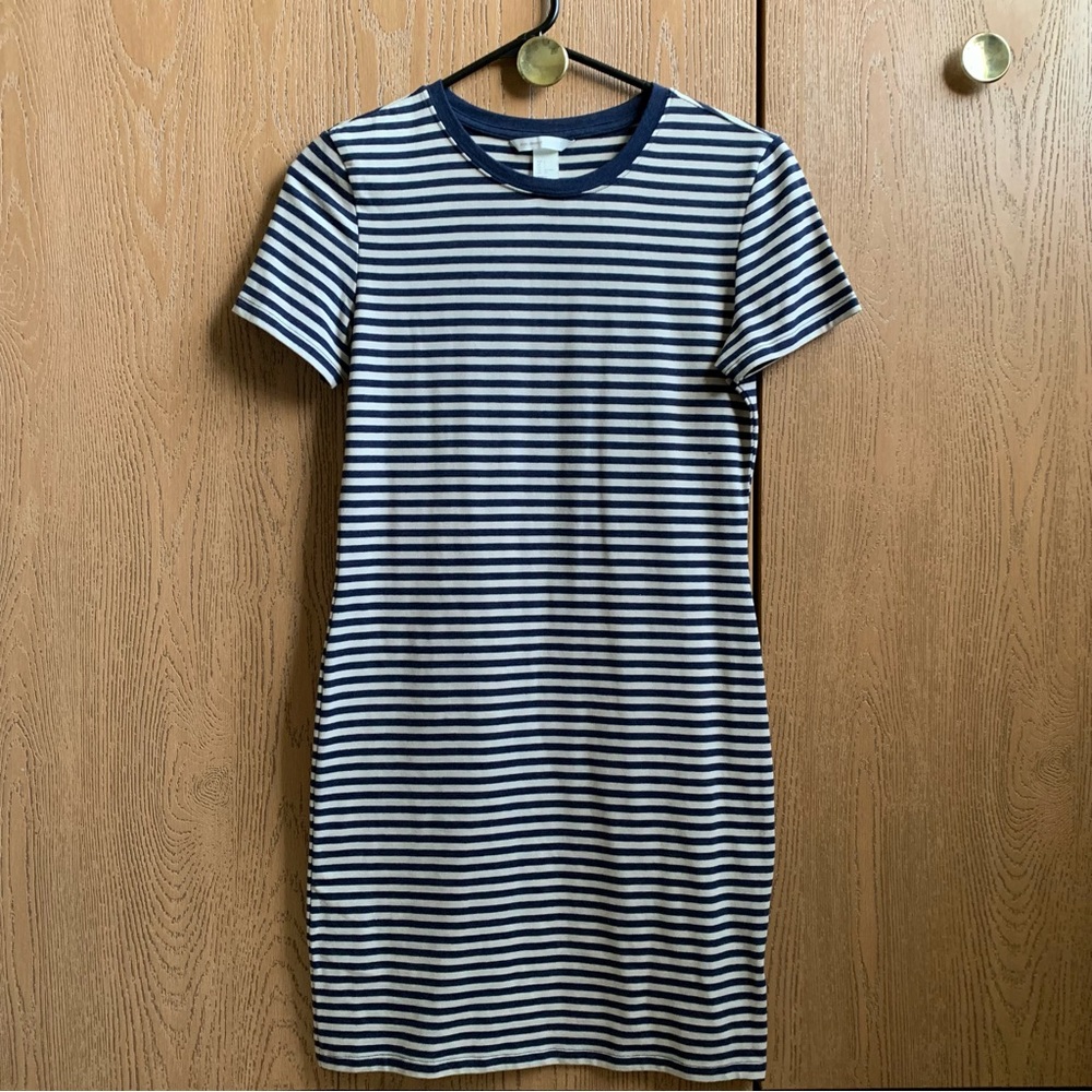 Navy Blue and White Striped H&M Mini Dress